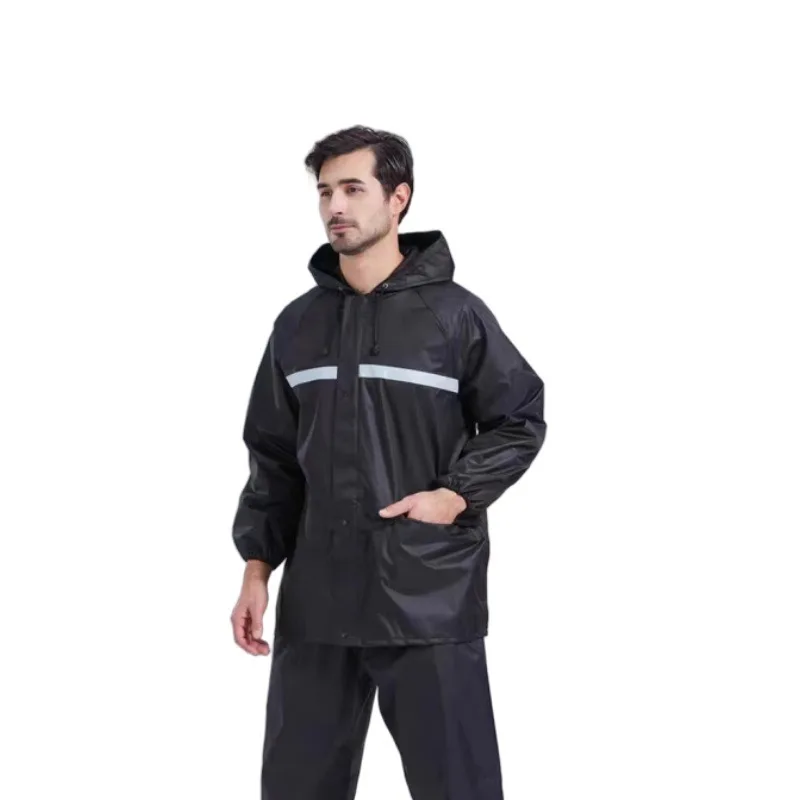 Men Raincoat rain pants set Split reflective raincoat Construction site rider takeaway riding Hiking labor protection raincoat raincoat poncho disposable rain pants