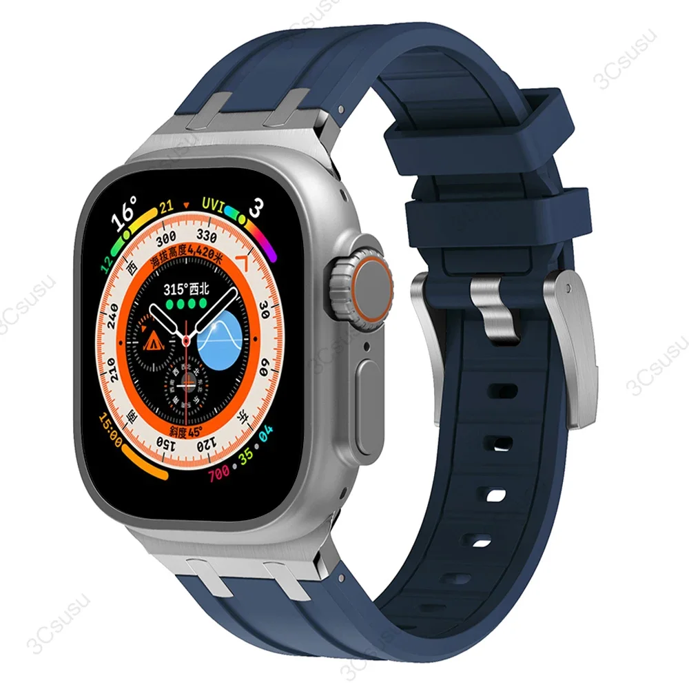 Titanium Tone Silicone Band with Metal Head