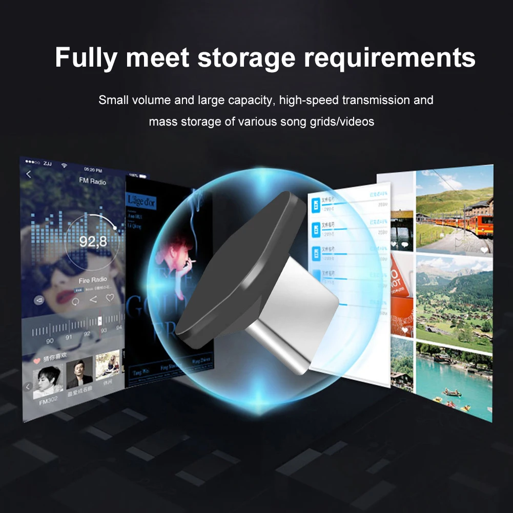 16GB 32GB 64GB Mini Car U Disk Portable Type-C Flash Drive Memory Stick Built-in music Pendrive Plug and Play For Car Computer usb flash drive flash drive type c pendrive
