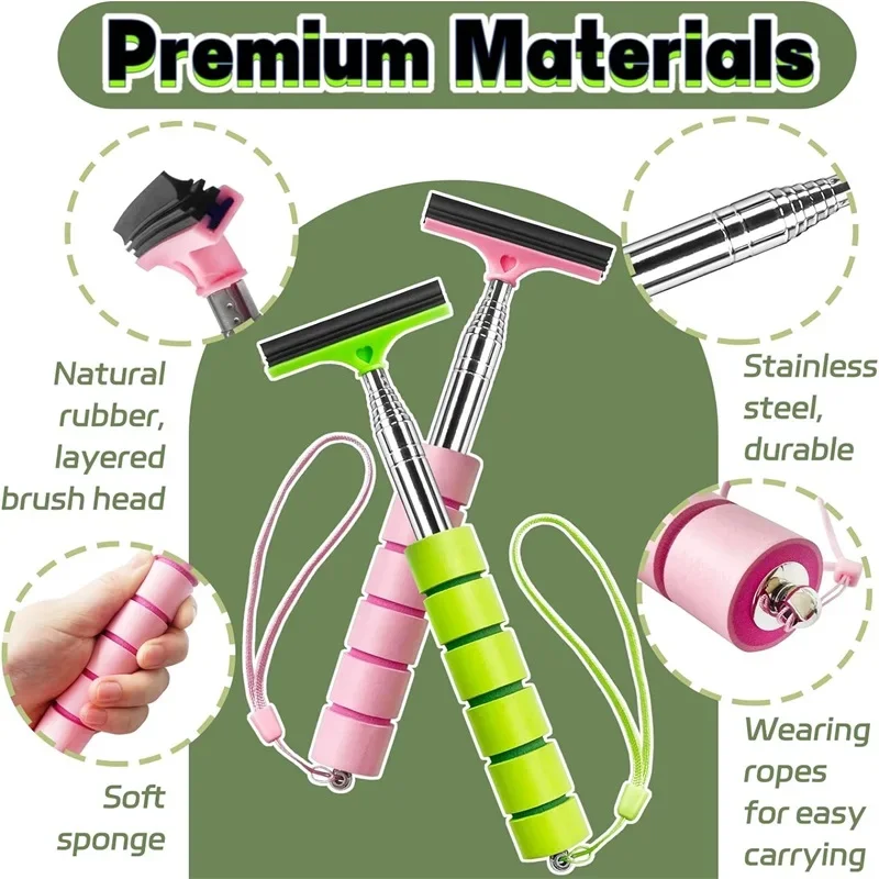 Limpiacristales Para Espejos De Coche – Extensible Hasta 98 Cm, Cabezal De Goma Suave, Limpia Sin Rayones