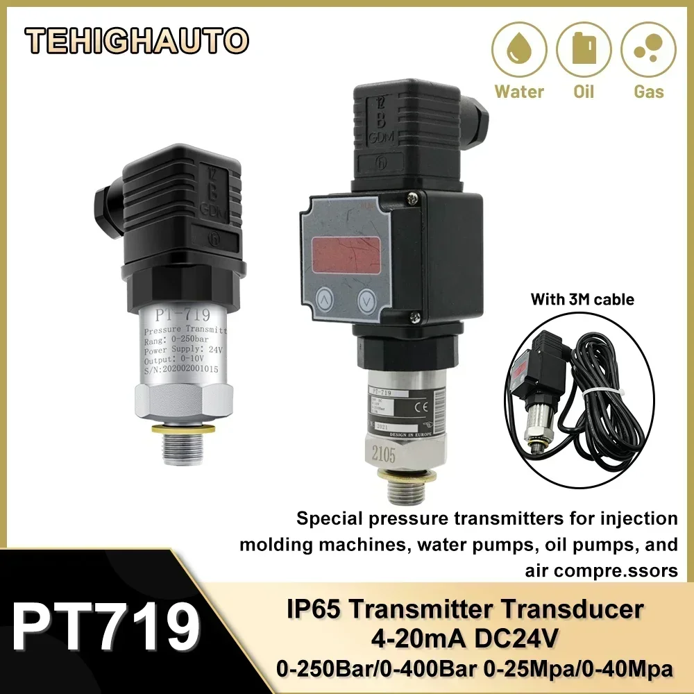 IP65 Pressure Transmitter Water Oil Gas Transducer 250Bar 400Bar 25Mpa 40Mpa G1/4 Hydraulic Sensor for Injection Molding Machine