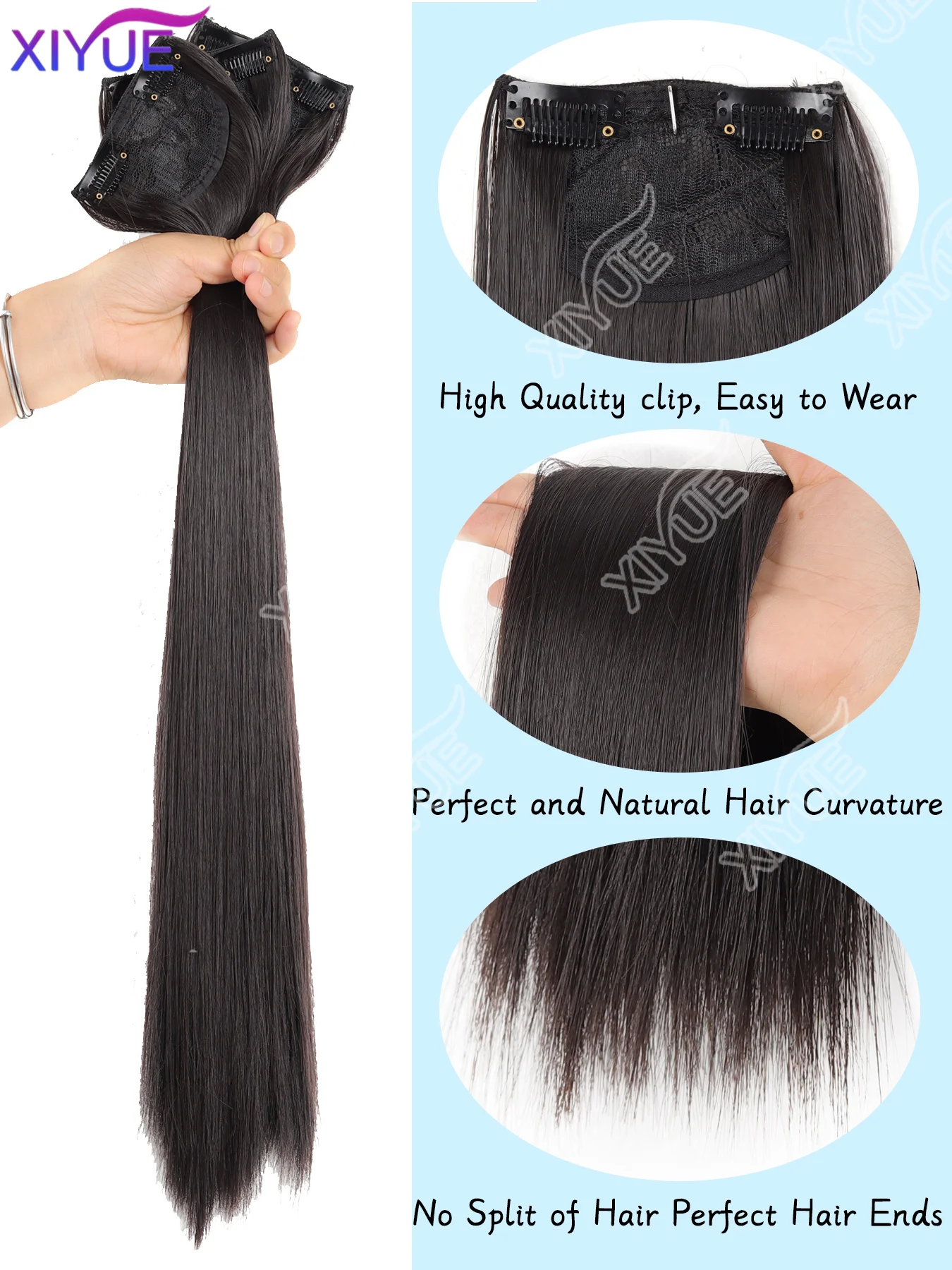 XIYUE Synthetic Wig Three-piece Long Straight Hair Fluffy Wig For Women With Long Hair Invisible Traceless Hair Extension Wig