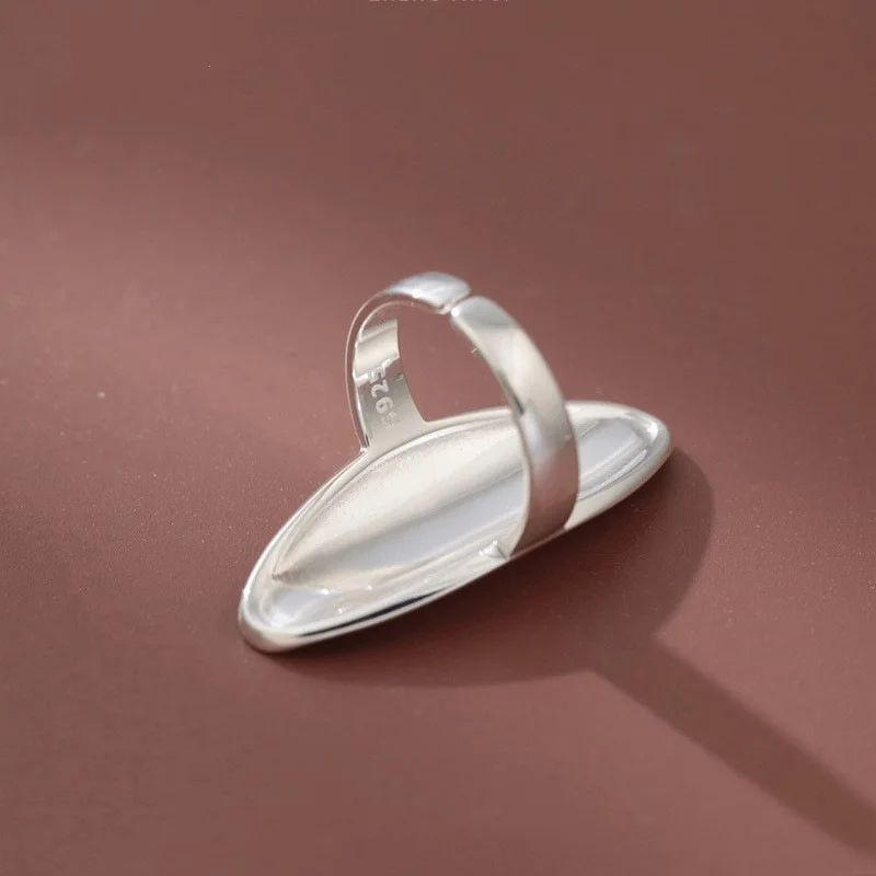 925 Sterling Silver Open Finger Ring Big Arc Polished Oval Geometric Punk For Women Girl Jewelry Gift silver ring silver rings