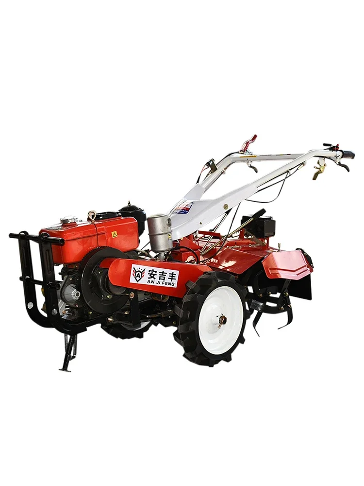 YY Four-Wheel Drive Mini-Tiller Ditching and Turning over Paddy Field Cultivation Machine Household Agricultural Machinery 22hp walking tractor rotary tiller household paddy field tiller multi function ridge tiller，garden machines and equipment