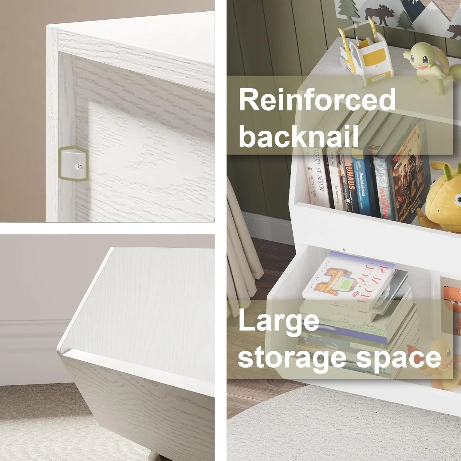 Toy Storage and Organizer, Kids Bookshelf Boys and Girls Muti-Functional Bookcase and Storage Bin with Moveable Drawers