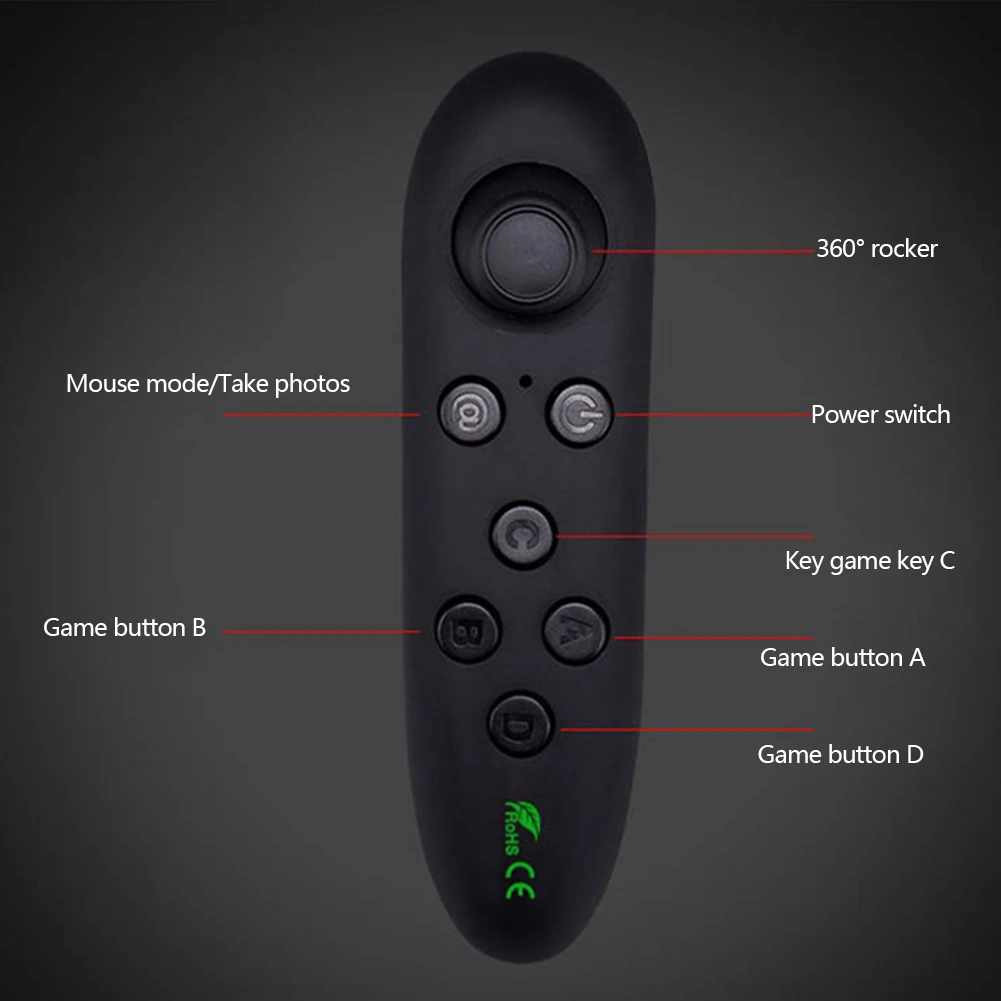 Wireless Bluetooth Remote Control for VR Glasses and Smartphone Gaming