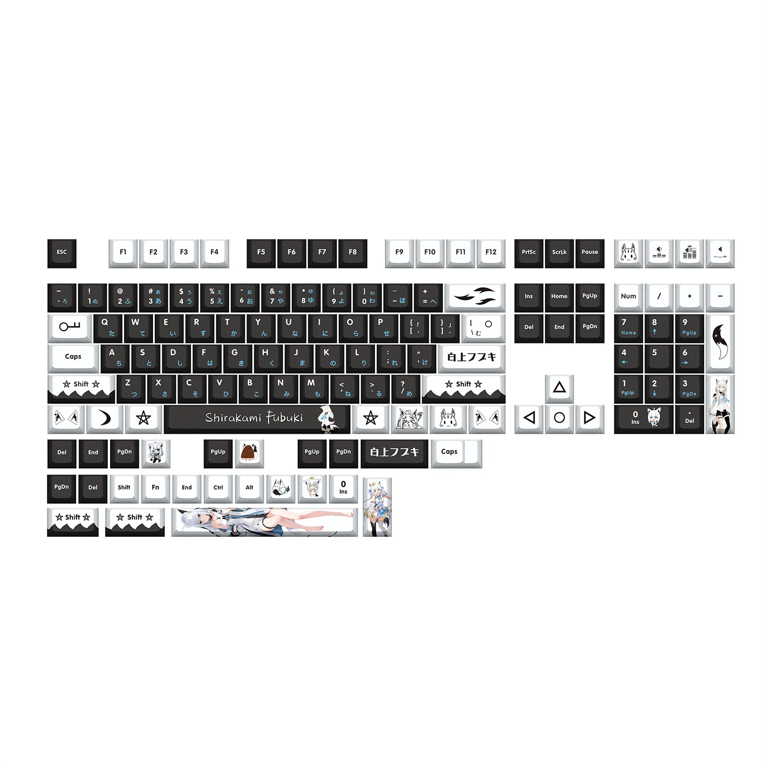 Shirakami Fubuki Hololive Vtuber Key Cover Sublimação de Dye Pbt Cherry mx Cruz Eixo Switch Keycap Teclado Mecânico - Imagem 2