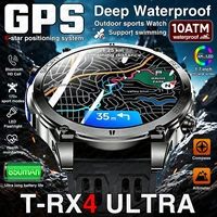Montre connectée militaire T-RX4 Ultra GPS pour hommes, écran AMOLED de 1.7 pouces, boussole, étanche 10ATM, batterie 850mAh, appel Bluetooth 1