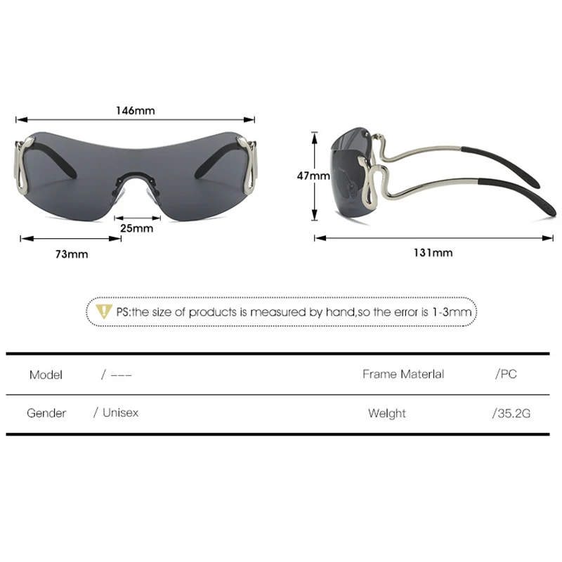 Conjoined Personality Animal Viper Sunglasses Y2k Convex Shape Metal Sunglasses Car 81045