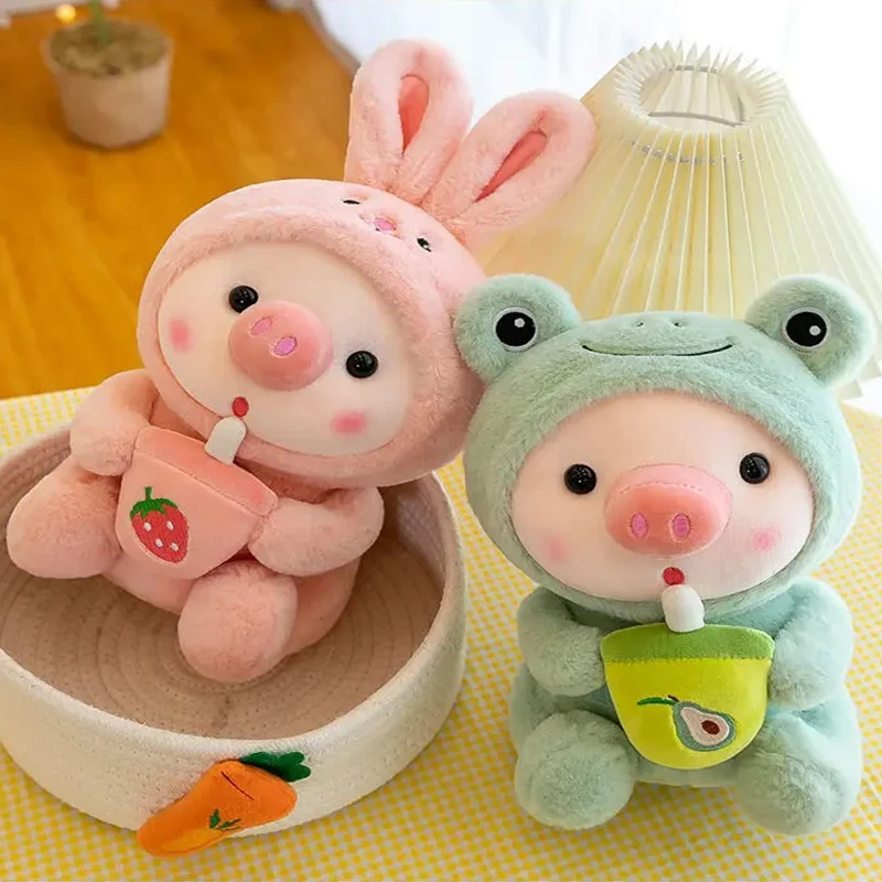25CM Soft Cute Baby Milk Tea Pig Plush Toy Stuffed Animal Rabbit Frog Unicorn Pillow Doll Toys