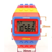 Fashion Students Mens Women Colourful SHHORS Building Blocks Plastic Waterproof Sport Digital Electronic Multifunctional Watches 2