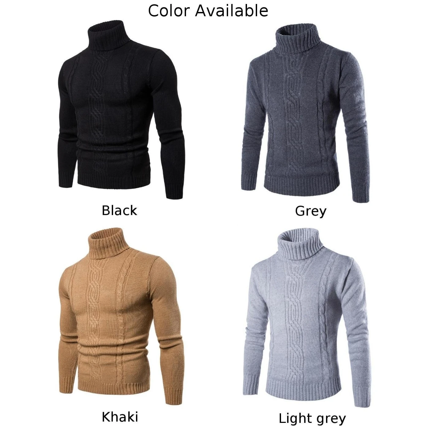 Comfy Fashion Hot Daily Holiday Vacation Sweater Knit Top Turtleneck Long Sleeve Men Slight Stretch Solid Color