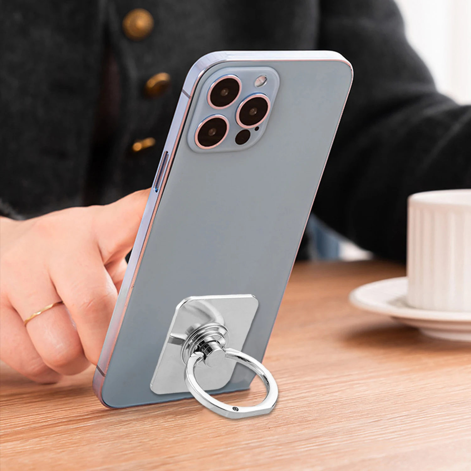 Elegant 360° Rotatable Zinc Alloy Phone Ring Holder and Stand