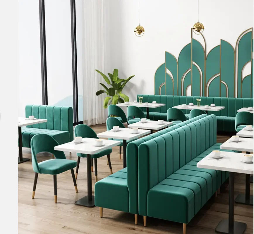 Design Modern Cafe Bench Seating Fast Food Restaurant Tables and Chairs Sets Coffee Shop Furniture Restaurant Booths