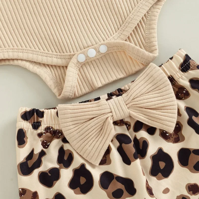 Leopard Bow Baby Girl Pants Set 5