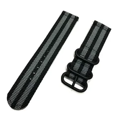 Woven Nylon Sport Watch Strap Band - Durable Fabric for 22mm (Black Grey)