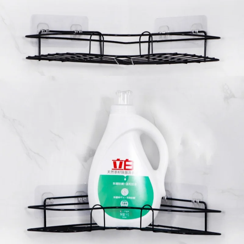 2Bathroom Shelf Shower Shelf Shampoo Storage Kitchen Spice Corner No Punch Wall-Mounted Bathroom Accessories