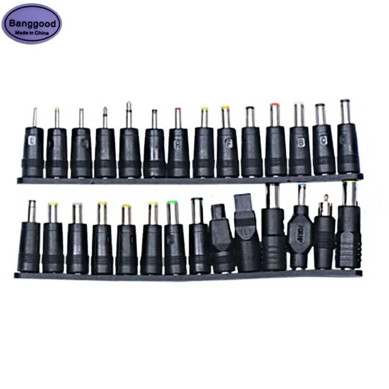 Set 28pcs Universal Laptop DC Power Charger Connector Plug for AC DC 5.5x2.1mm Multi-type Male Jack Adapter Conversion Head