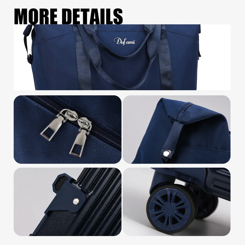 Lightweight Foldable Trolley Suitcase Large Capacity Luggage_voghion.com