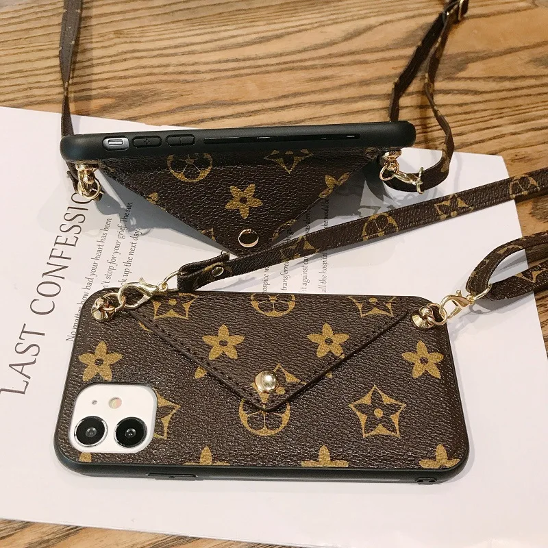 Luxurious leather cross-body insert card holder for iPhone