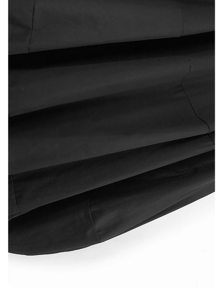 [EAM] High Elastic Waist Black Pleated Shaped Irregular Half-body Skirt Women Fashion Tide New Spring Autumn 2026   1DH5286