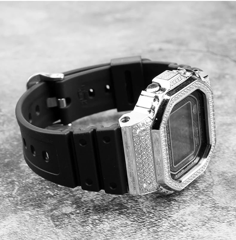 Rubber Strap for Casio G SHOCK GMW B Stainless Steel Hoop Black  Waterproof Rubber Replacement Bracelet WatchBand Accessories