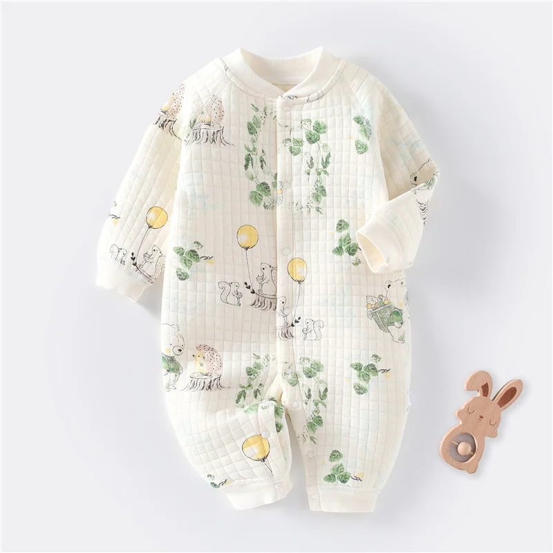 

Baby Cotton Bodysuit Newborn Clothes New Spring Kids Print Warm Rompers Infant Girls Boys Onesie Overalls 0-2 Years