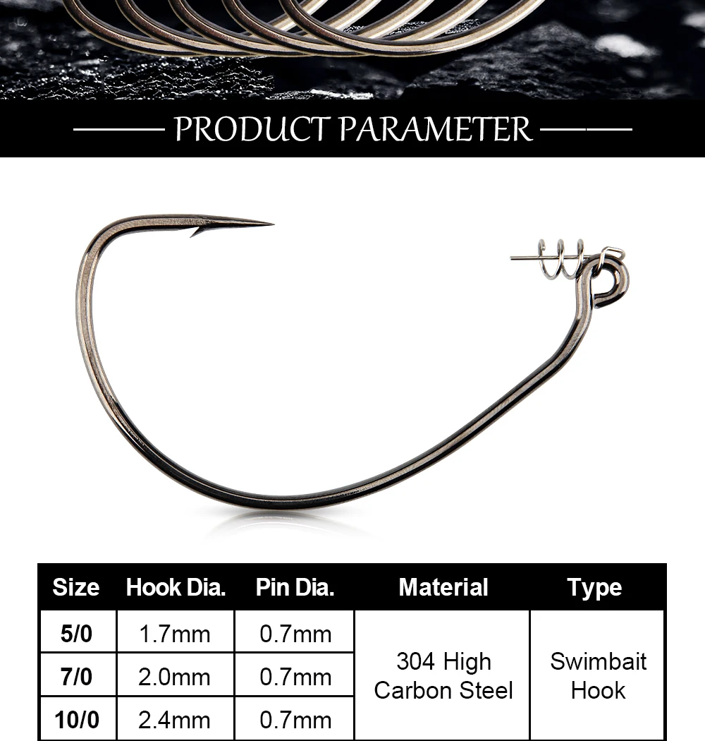 Spinpoler Unweighted Swimbait Fishing Hooks Twist Lock 5/0 7/0 10/0  3X-Strong Forged Shank For Saltwater Freshwater Bass Trout