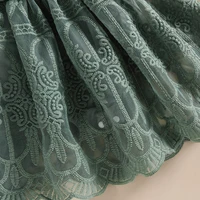 0-24months Baby Girl Summer Lace Romper Dress Ruffle Sleeve Backless Solid Green Pink Brown Bodysuit Dress For Infant Girls 5