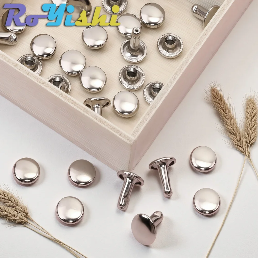 Metal Double Cap Round Rivets Studs Collision Nail Spike 100 Sets 5-12mm