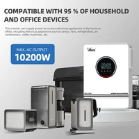 Onduleur solaire hybride 10.2KW 6.2KW 4.2KW 3KW Off Grid Onduleur sinusoïdal 48V 24V 12V 230VAC avec MPPT 160A 120A 80A Chargeur 6
