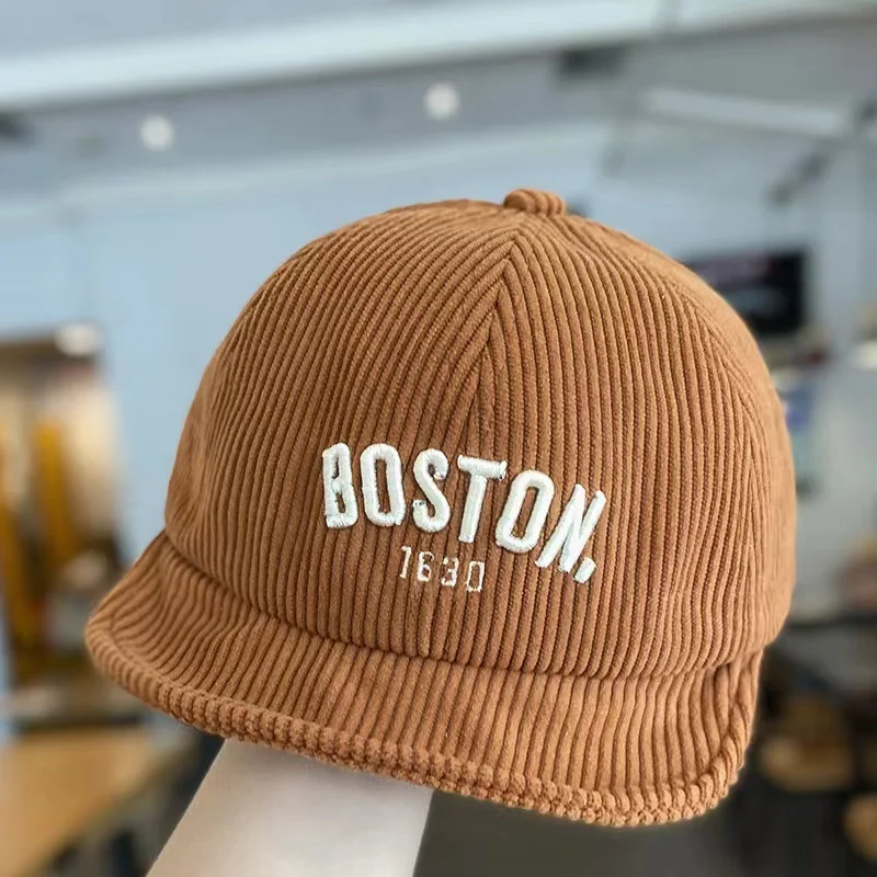 Korean Letter Baby Baseball Cap Autumn Corduroy Baby Boy Girl Peaked Hat Toddler Kids Adjustable Sun Hats 6
