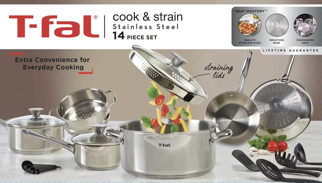 Cook & Strain Stainless Steel Cookware Set, 14 Piece Set, Dishwasher Safe -  AliExpress