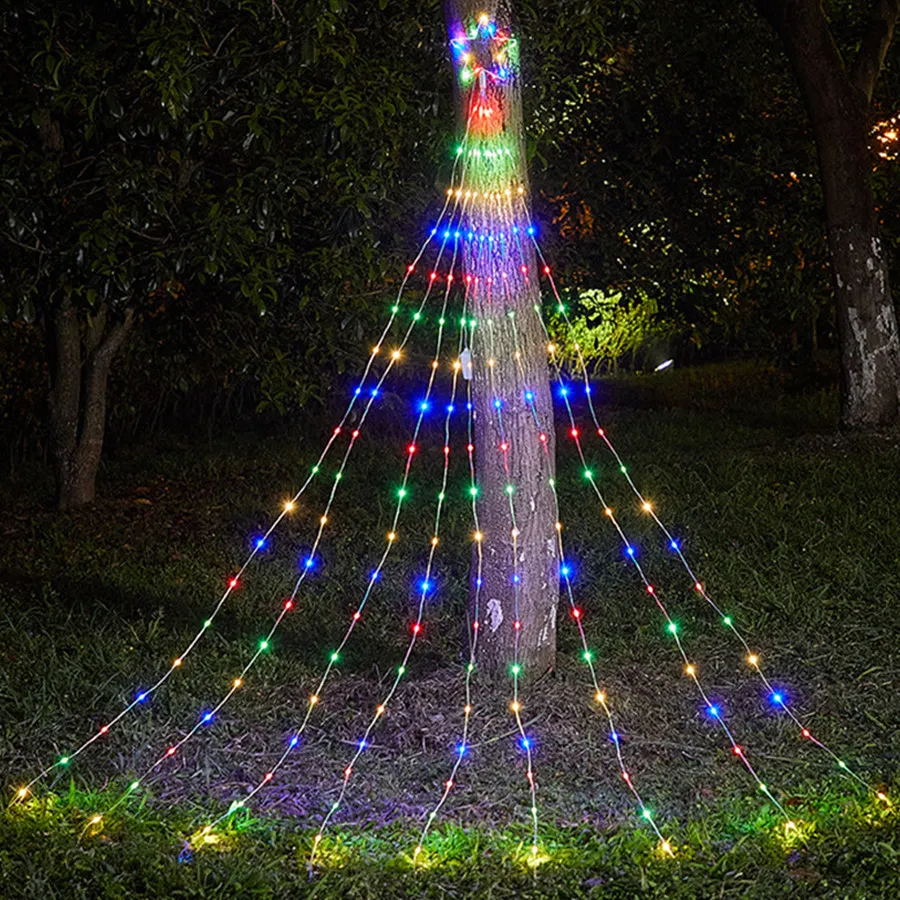 

Outdoor 8 Modes LED Christmas Garland Fairy Lights Waterproof 193LED Stars Waterfall String Lights for Party Wedding Patio Decor