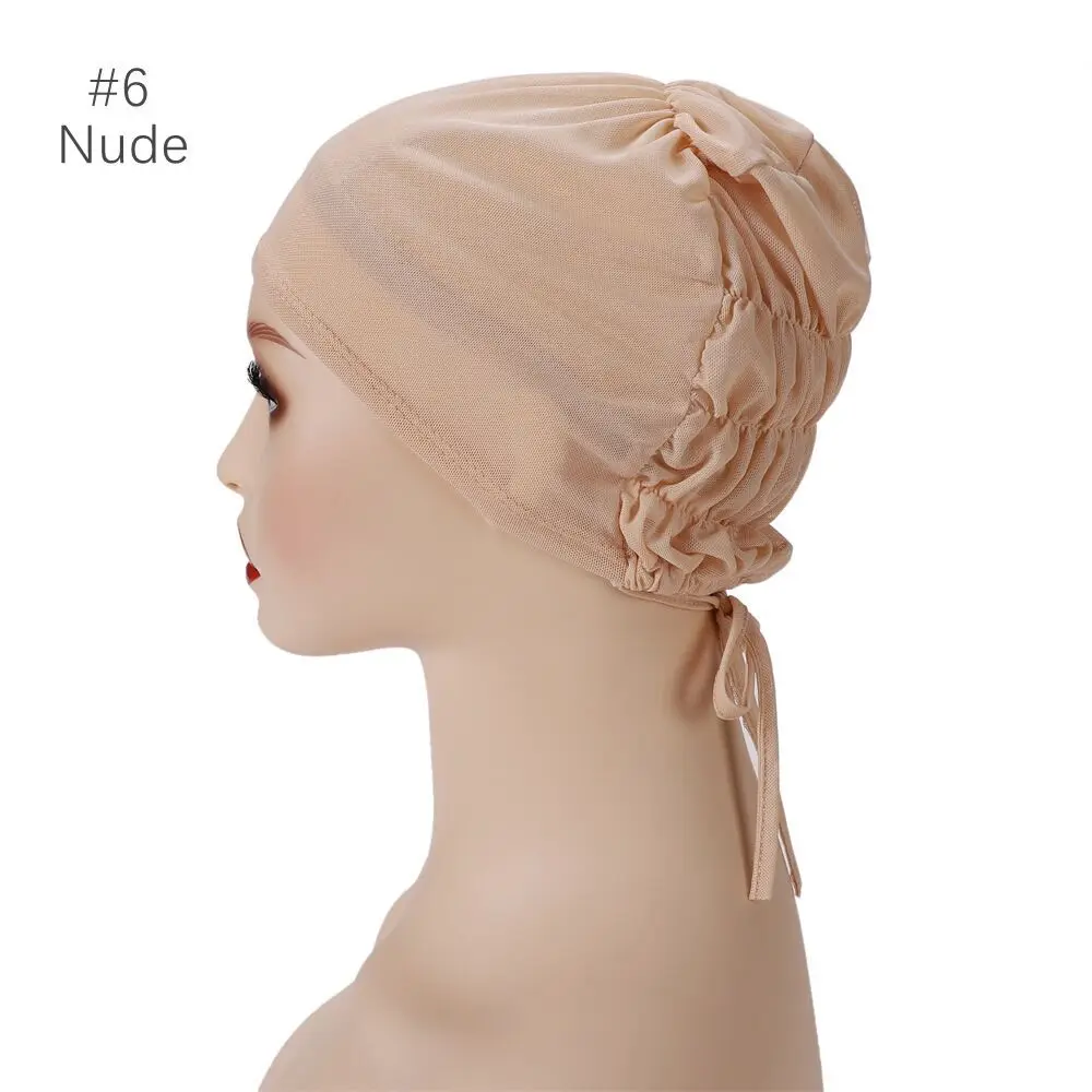 MIVAIUN 2 PCS Femmes Bonnet Bandeau Hijab Réglable Musulman - Fermeture à Nouer Au Dos, Couleur Unie, Underscarf Respirant Élastique En Coton, Head Wraps