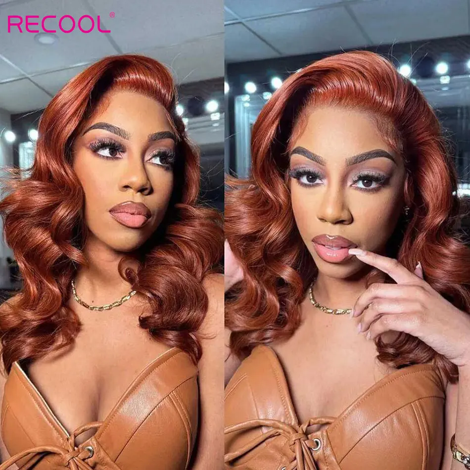 Recool Copper Brown Layered Cut Loose Wave Glueless Wig Human Hair Pre Cut&Bleached 6&times;5 HD Lace Closure Wig