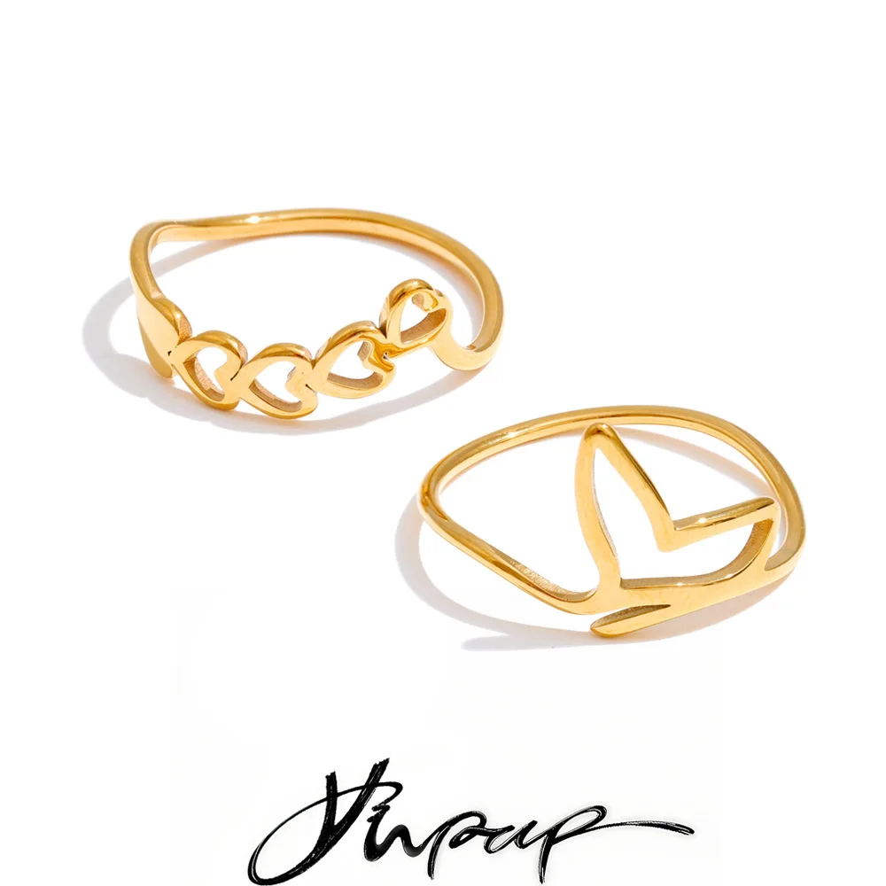 Yhpup Minimalist Geometric Heart Ring for Women