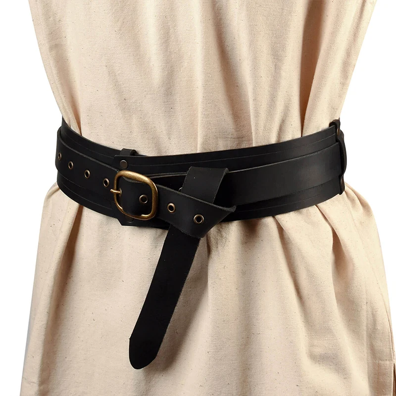 Sword Belt Sheath Medieval Vintage Waist Belt Viking Knight Waistband Gothic Medieval Buckle Belt PU Leather Larp Cosplay Costume Accessories