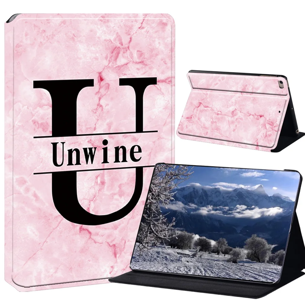 Elegant Marble Initial PU Leather Stand Case for Tablets - A to Z Letters