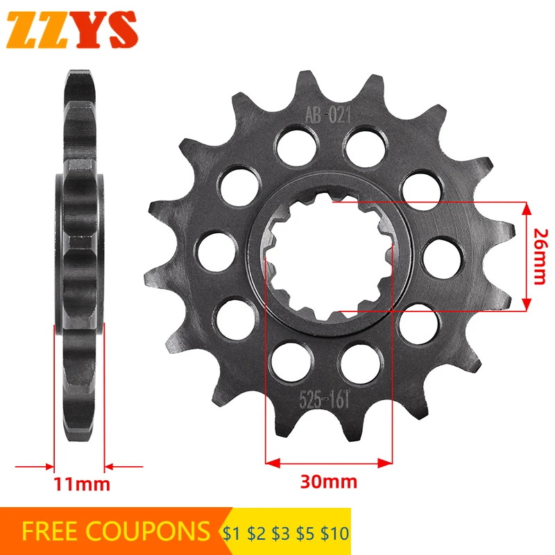 

525 16T 16 Tooth Front Sprocket Gear Wheel Cam Pinion For Yamaha XSR900 MTM890 2022 XSR 900 MTM 890 TDM900 TDM900A ABS TDM 900