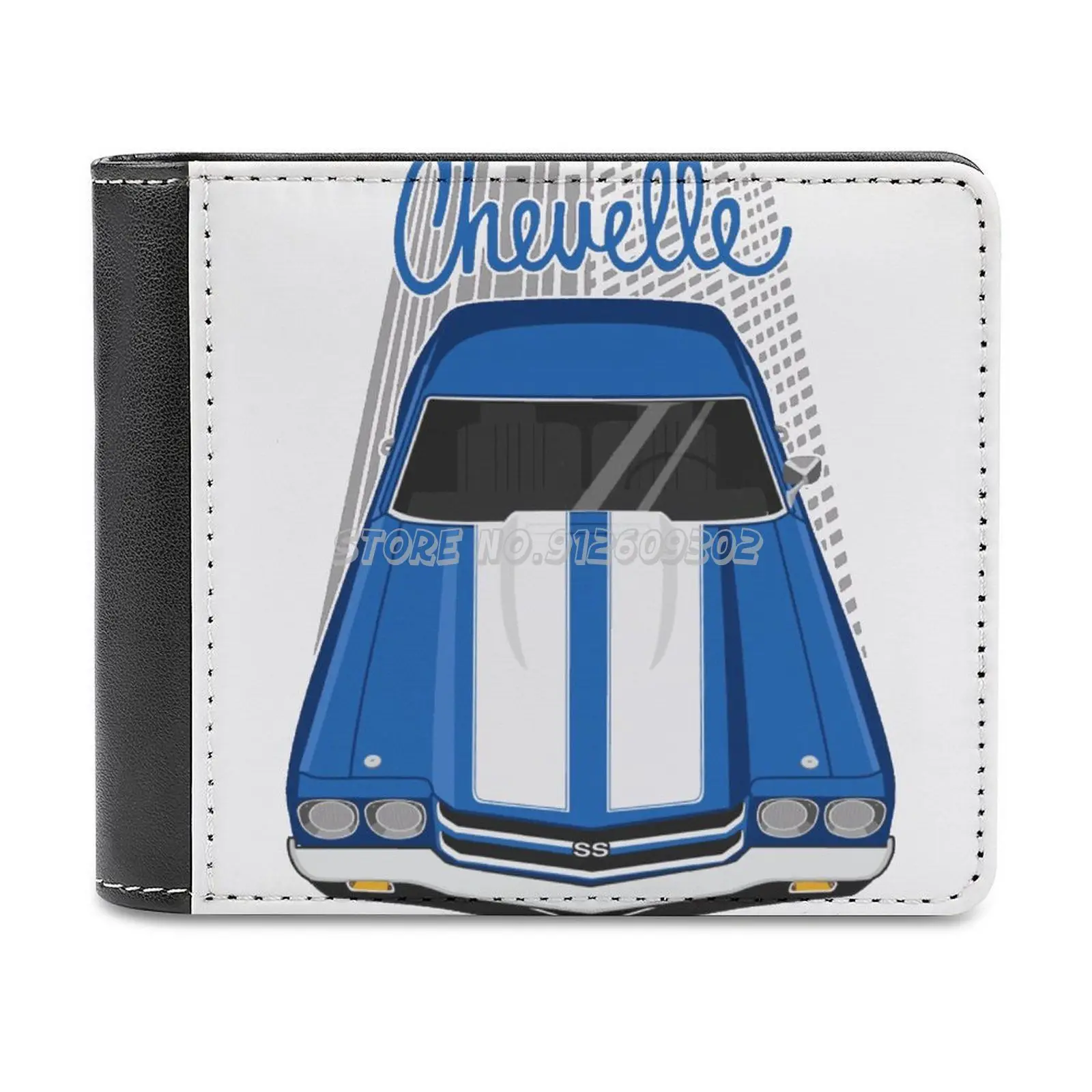 Синий кожаный кошелек Chevelle SS 1970-fathom мужской зажим для денег Chevy Ss 1970 |