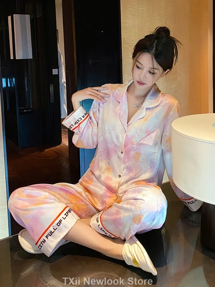 pajamas-women-spring-and-autumn-new-ice-silk-long-sleeve-autumn-thin-summer-fashion-high-end-sense-outer-wear-home-clothes-suit