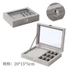 Necklace Earring Jewelry Storage Box Transparent Glass Velvet Organizer Box Dust-proof Household Accessory Packaging Boxs 6