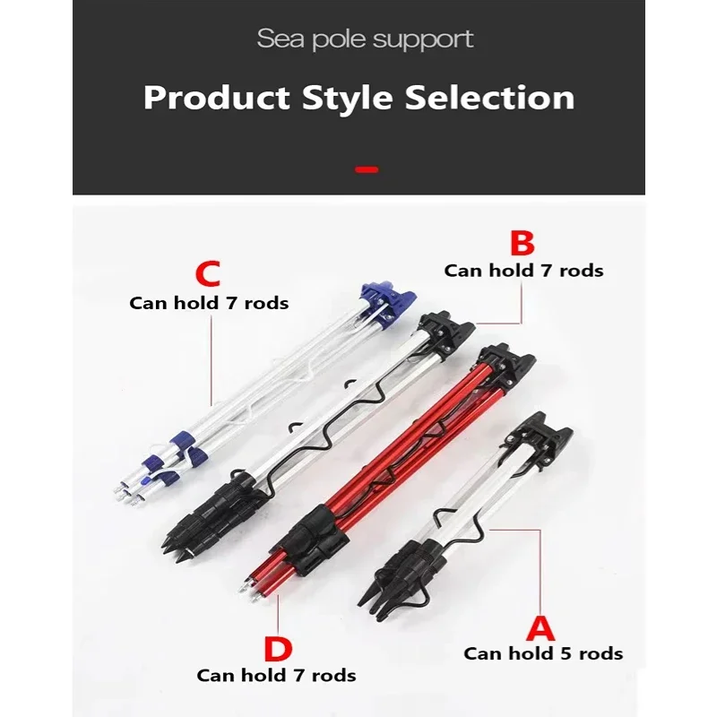 Sea Pole Support Frame 3-Fold Fishing Rod Rest Base Telescopic Bracket Holder Tripod Stand