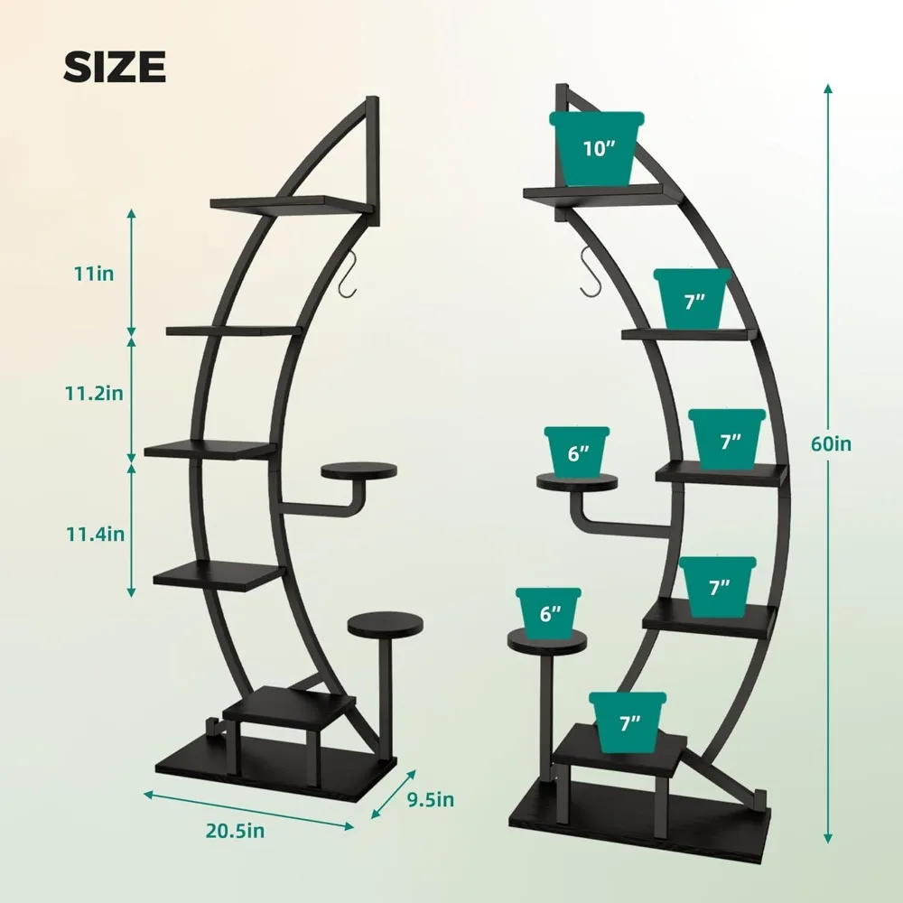 YOLENY 2 Pcs 6 Tier 9 Potted Metal Plant Stand Plant Stands for Indoor Plants Multiple, Shelf for Planter Display