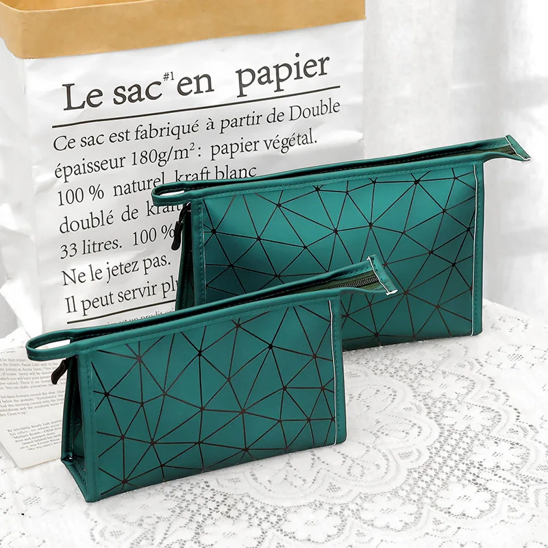 

Women Travel Cosmetic Bag Multifunction Geometric Makeup Bags PU Leather Waterproof Portable Toiletries Organizer Make Up Cases