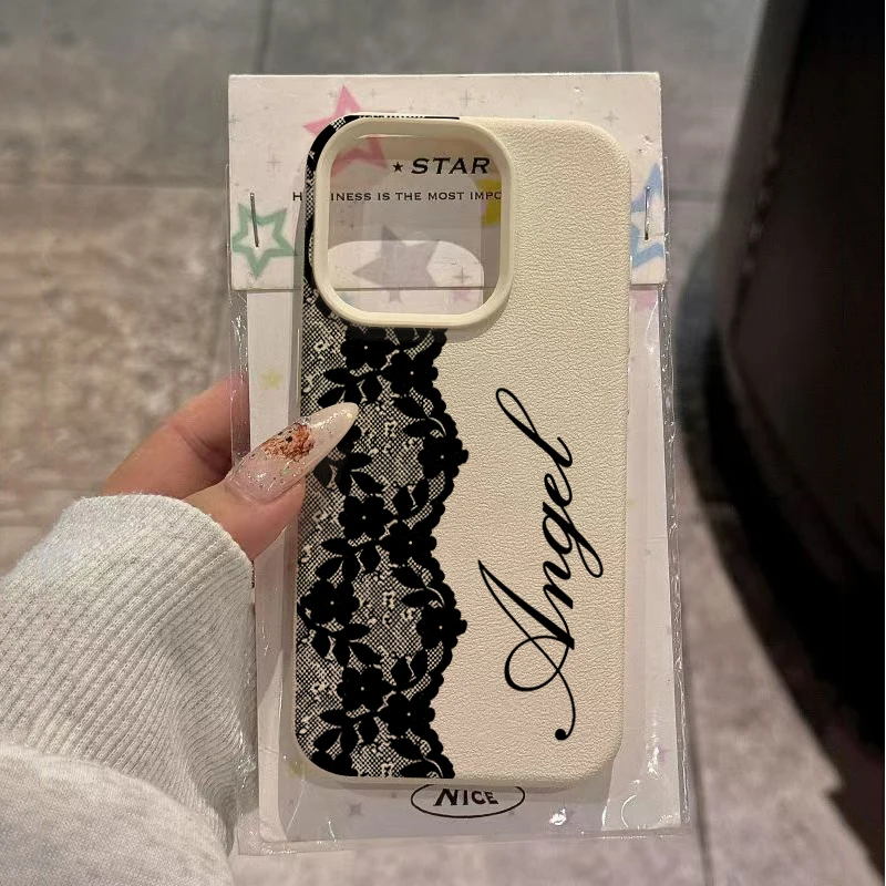 Elegant Black Lace Soft Phone Case with Shockproof Lens Protection