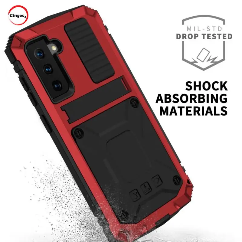 

New Shockproof Full-Body Rugged Armor Protective Phone Case for Samsung S23 S22 S21 Plus Ultra Kickstand Aluminum Metal Cover