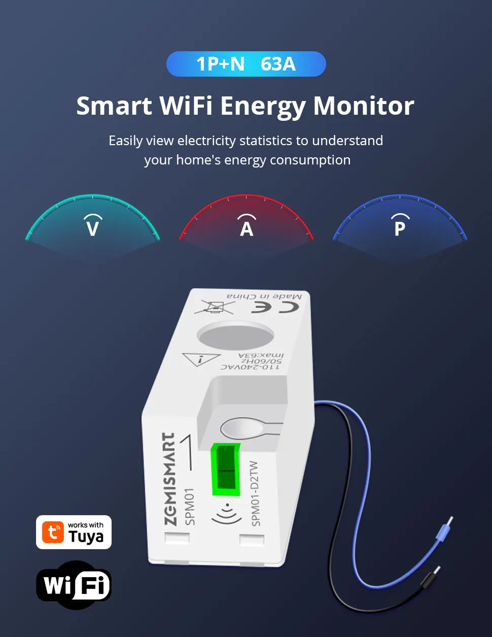 Zigbee WiFi Energy Meter Smart Power Consumption Monitor Work with Tuya Smart Li