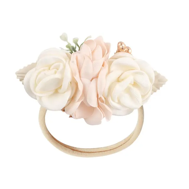 Floral Girls Headbands Newborn Baby Elastic Princess Hairbands Kids Pearl Flower Fresh Style Cute Hair Accessories Diademas 33